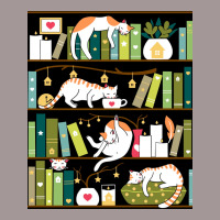 Library Cats Whimsical Cats On The Book Shelves Poster Vintage Hoodie | Artistshot