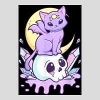 Kawaii Pastel Goth Cute Creepy Witchy Cat And Skull Poster Quote Men's Polo Shirt | Artistshot