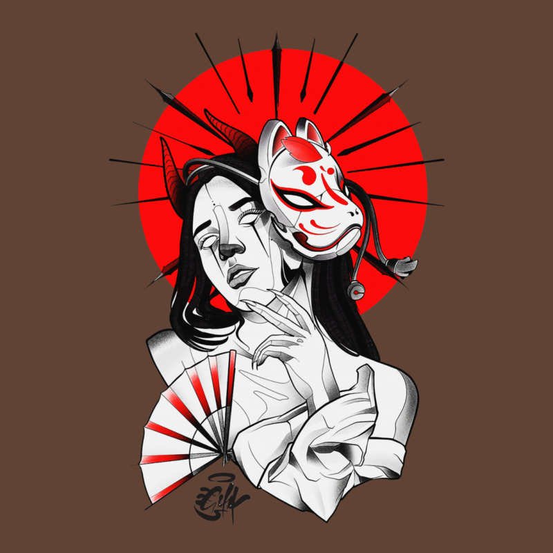 Japanese Geisha Samurai Fox Mask Red Sun T-shirt | Artistshot