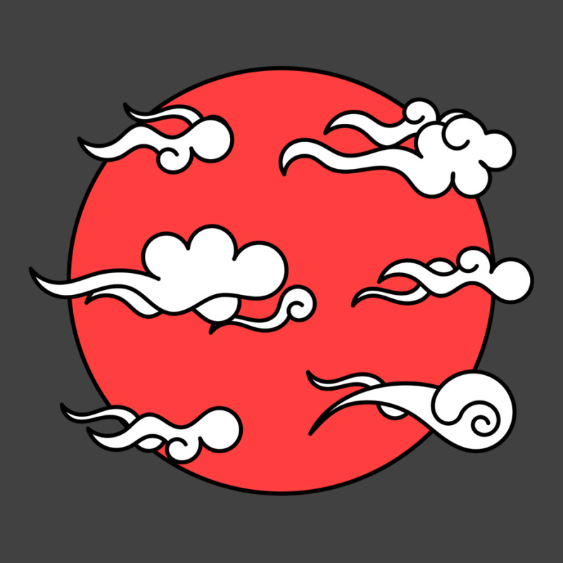 Japanese Wind Clouds Line Art With Red Sun And White Clouds Vintage T-shirt | Artistshot