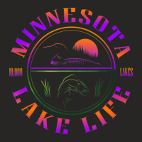 Hot Trend Minnesota Lake Life With Loon, Walleye, And Sunset Ladies Fitted T-shirt | Artistshot