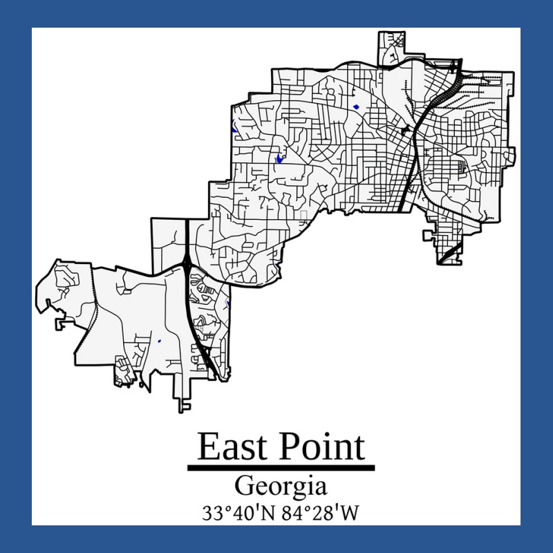 East Point Georgia Road Map Art Blue Rivers And Dark Roads City Limits T-shirt | Artistshot