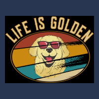 Retro Golden Retriever Life Is Golden Poster Men Denim Jacket | Artistshot