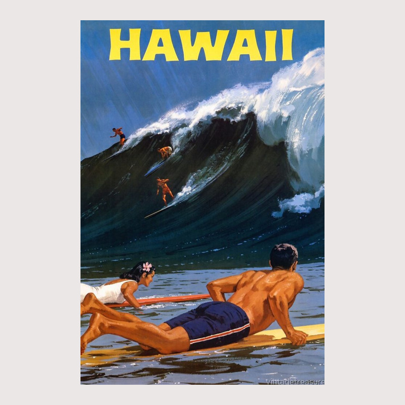 Hawaii Vintage Travel Poster Restored Pocket T-shirt | Artistshot