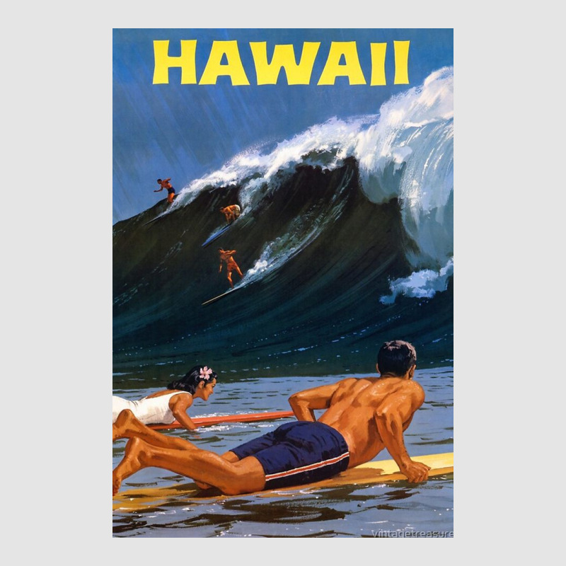 Hawaii Vintage Travel Poster Restored Exclusive T-shirt | Artistshot