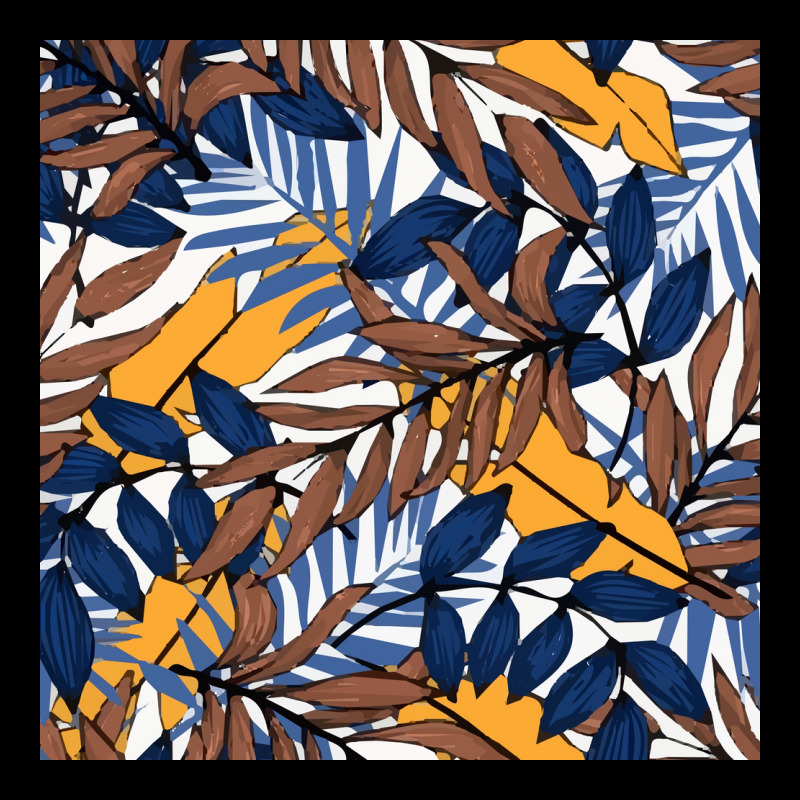 Trend Pattern With Blue Yellow Leaves Plants Poster Nature Fleece Short | Artistshot