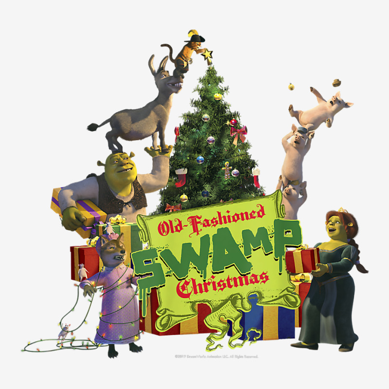 Shrek Group Shot Old Fashioned Swap Christmas Text Poster T Shirt Slide Sandal | Artistshot