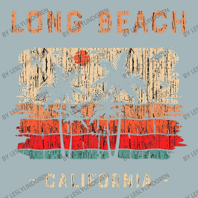 Long Beach California Summer Beach Sunset Retro Unisex Sherpa-Lined Denim Jacket by LeslyLindgren | Artistshot