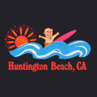 Huntington Beach, Ca   Original Retro Style Surf Beach Design Unisex Sherpa-lined Denim Jacket | Artistshot