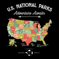 National Park Map Vintage T Shirt   All 59 National Parks Legging | Artistshot