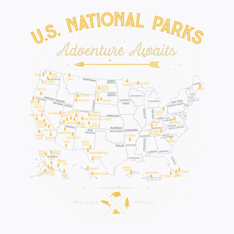 National Park Map Vintage T Shirt   All 59 National Parks Gifts Men Wo T-Shirt by rizhovamariam | Artistshot