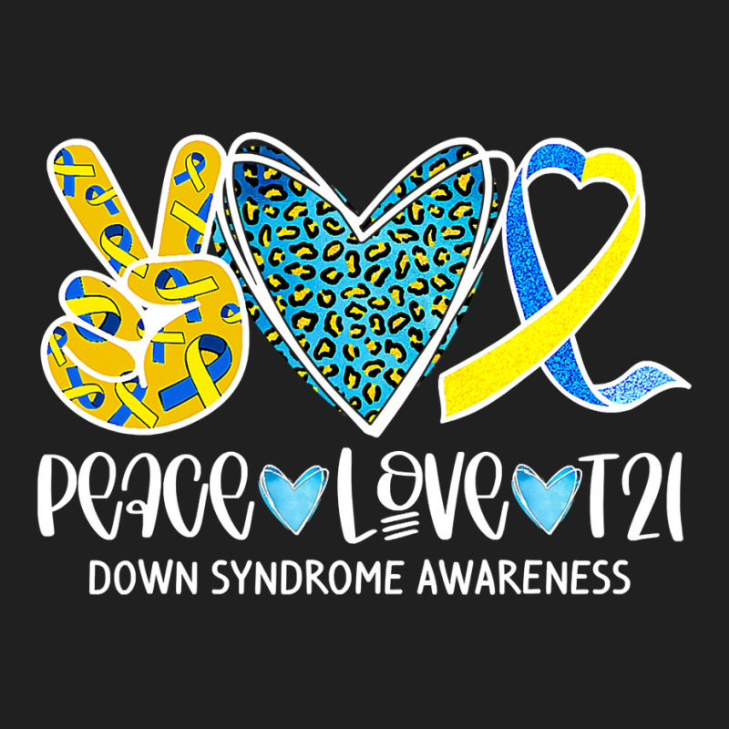 Peace Love Cure Blue & Yellow Ribbon Down Syndrome Awareness T Shirt Ladies Polo Shirt by trokeryth | Artistshot