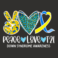 Peace Love Cure Blue & Yellow Ribbon Down Syndrome Awareness T Shirt Champion Hoodie | Artistshot