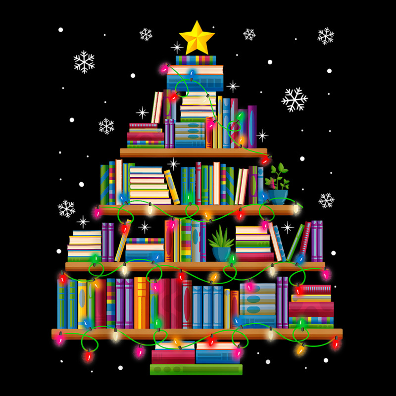 Book Christmas Tree Xmas Lights Library Book Librarian T Shirt Cropped Hoodie by shmonotpv4s | Artistshot