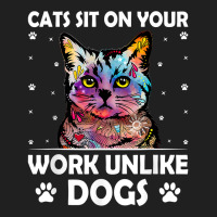 Cats Sit On Your Work Cat Mom Wfh Cat Dad Work From Home T Shirt Ladies Polo Shirt | Artistshot