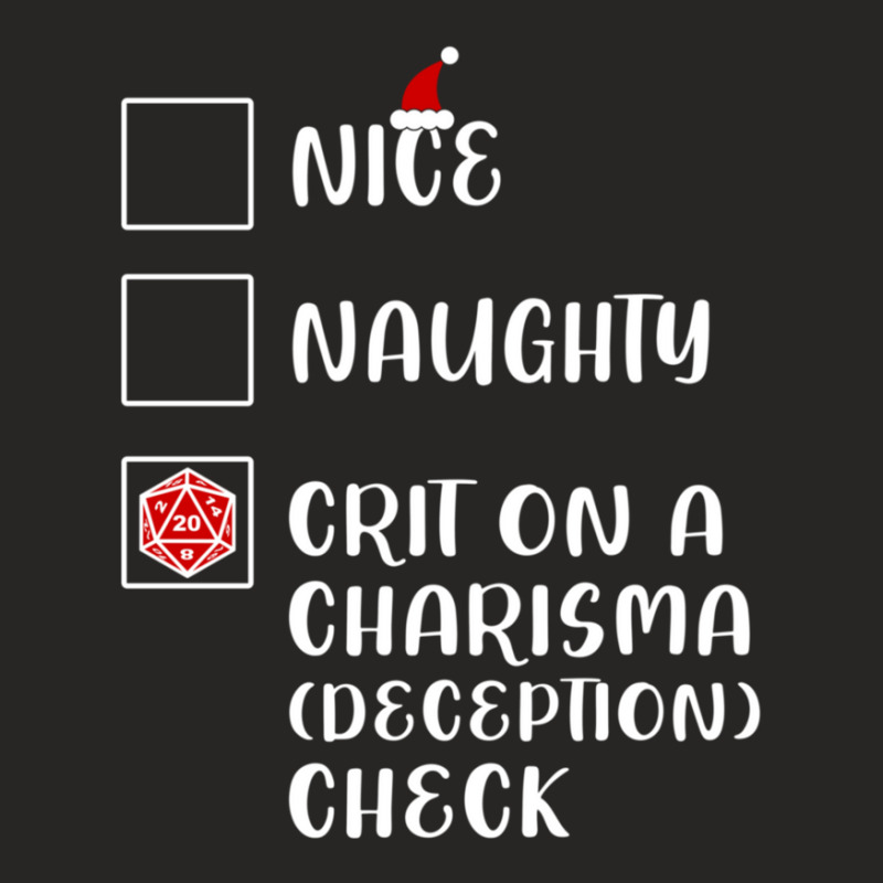 Funny Nice Naughty D20 Crit On Charisma Deception Check Christmas Ladies Fitted T-Shirt by HoraceMcgloin | Artistshot