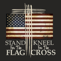 Stand For The Flag Hoodie Kneel For Cross Love Usa Shirt Ladies Fitted T-shirt | Artistshot