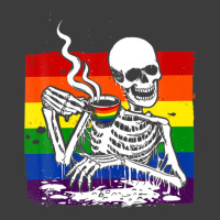 Skeleton Drinking Coffee Lgbtq Retro Gay Pride Flag Men's Polo Shirt | Artistshot