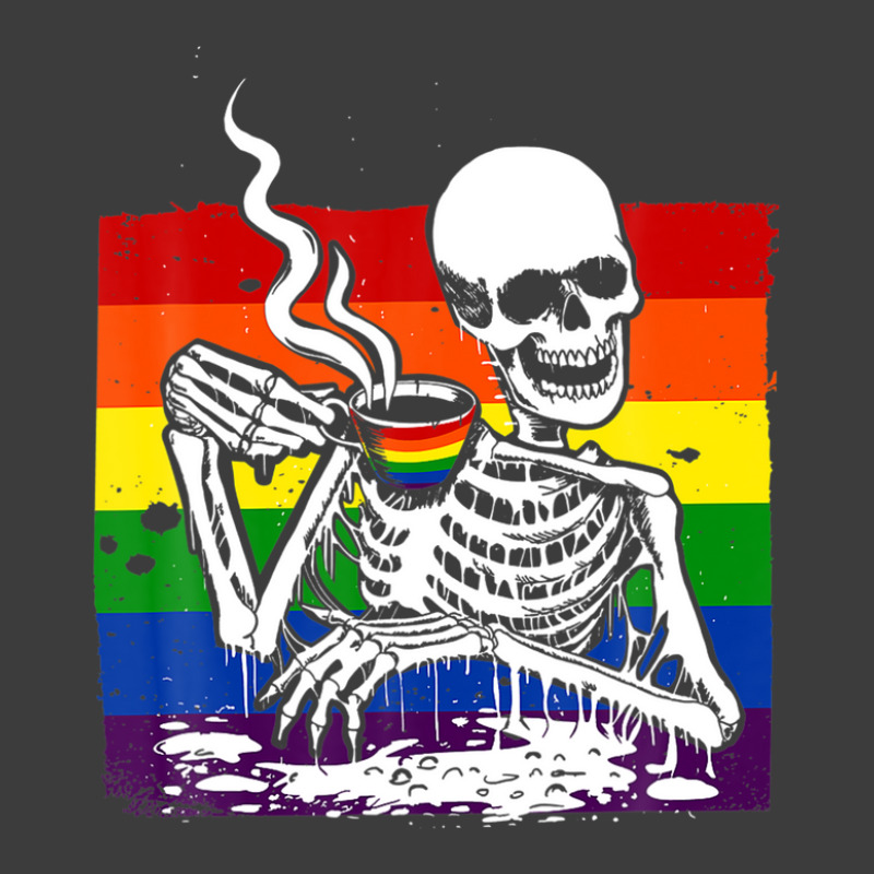 Skeleton Drinking Coffee Lgbtq Retro Gay Pride Flag Men's Polo Shirt | Artistshot