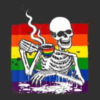 Skeleton Drinking Coffee Lgbtq Retro Gay Pride Flag Champion Hoodie | Artistshot