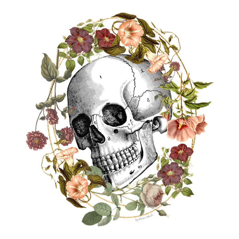 Vintage Flowers Black Skull Art By The Rebellious Gardener V-neck Tee | Artistshot