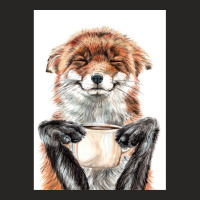 Morning Fox - Cute Coffee Animal Ladies Fitted T-shirt | Artistshot