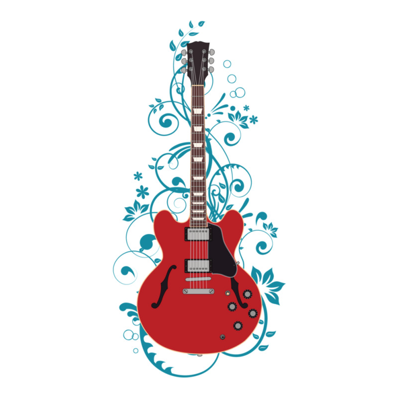 Red Semihollow Electric Guitar Flowering Vines 1 Sticker | Artistshot