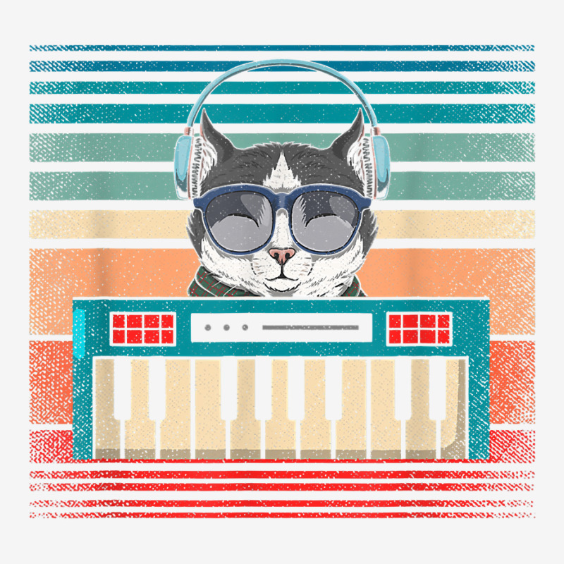 Retro Synthesizer Keyboard Music Producer Cat Lover T Shirt Portrait Canvas Print | Artistshot