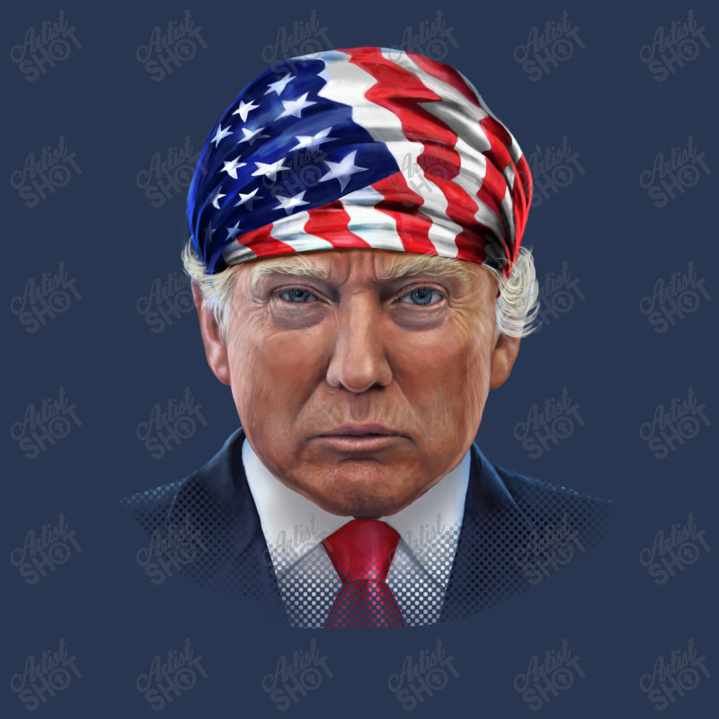 President Donald Trump In Flag Of Usa Head Wrap Shirts Men Denim Jacket | Artistshot