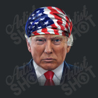 President Donald Trump In Flag Of Usa Head Wrap Shirts Crewneck Sweatshirt | Artistshot