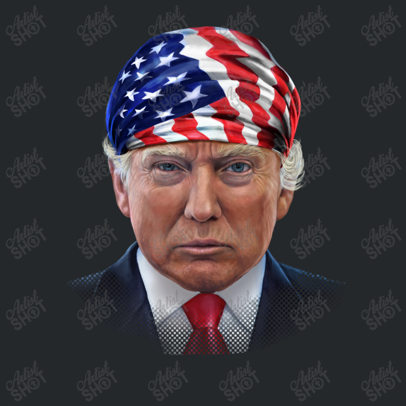 President Donald Trump In Flag Of Usa Head Wrap Shirts Crewneck Sweatshirt | Artistshot