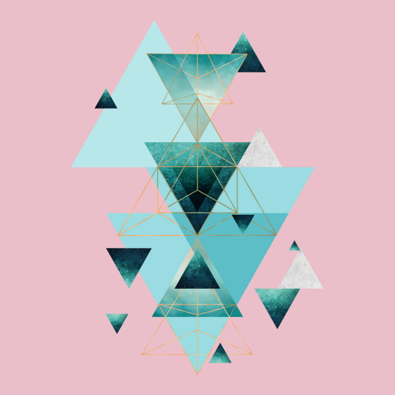 Geometric Triangle Compilation In Teal, Aqua And Rose Gold Adjustable Cap | Artistshot