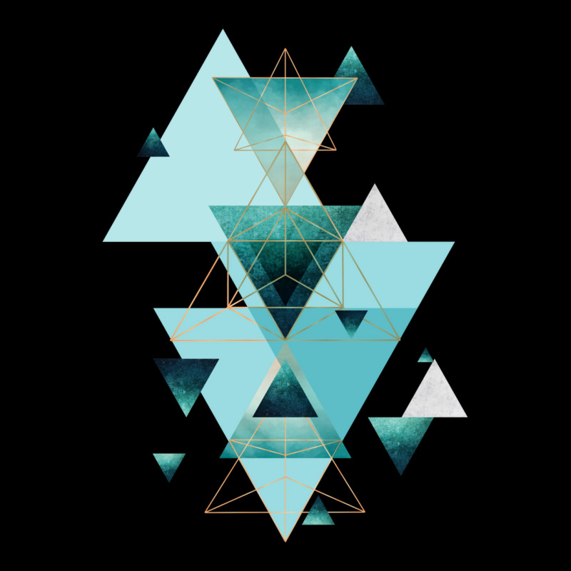 Geometric Triangle Compilation In Teal, Aqua And Rose Gold Kids Cap | Artistshot