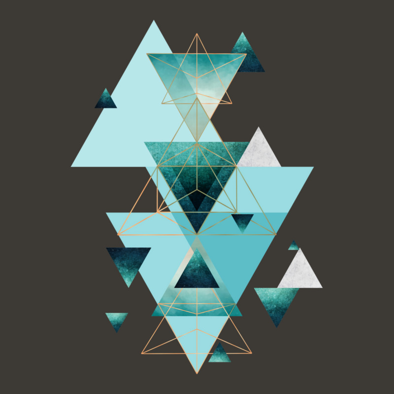 Geometric Triangle Compilation In Teal, Aqua And Rose Gold Bucket Hat | Artistshot