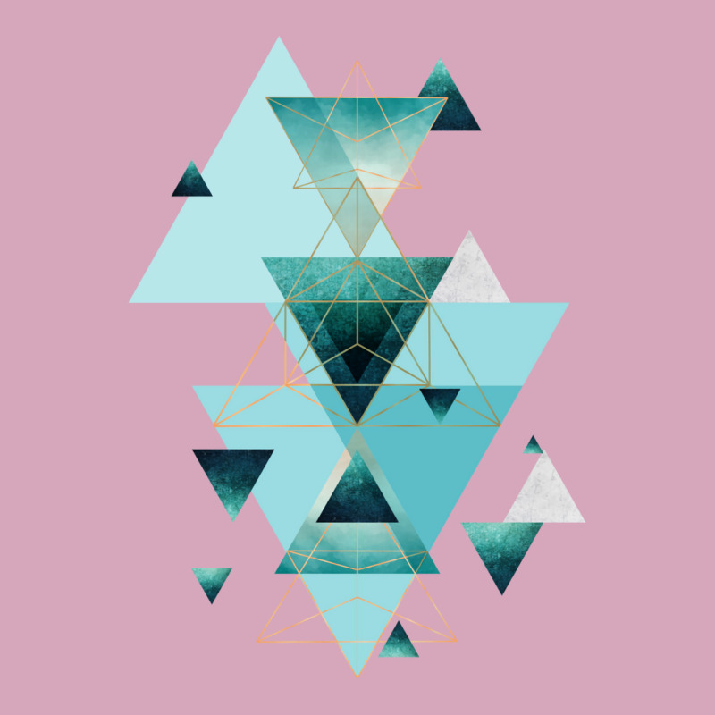 Geometric Triangle Compilation In Teal, Aqua And Rose Gold Classic T-shirt | Artistshot