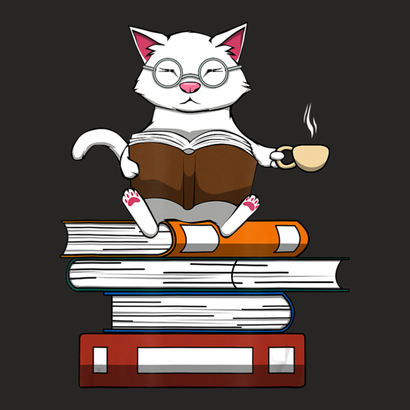 Trending Cat Kitty Reading Books Coffee Ladies Fitted T-Shirt by bummercaught | Artistshot