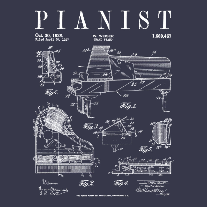 Grand Piano Old Vintage Patent Pianist Drawing Print Long Sleeve Shirts | Artistshot