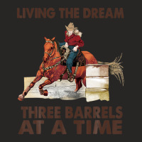 Cowgirl Living The Dream 3 Barrels At A Time Western Country Ladies Fitted T-shirt | Artistshot