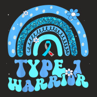 T1d Warrior Type 1 Diabetes Awareness Blue Ribbon Ladies Fitted T-shirt | Artistshot