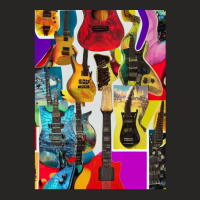 Copy Of Tie Dye Tile Electric Guitar Trippy Fire Hippie Jimi Display P Ladies Fitted T-shirt | Artistshot