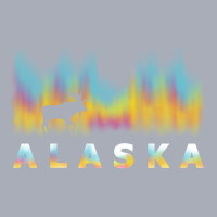 Alaska Reindeer Design With Polar Lights And Moose Pullover Hoodie Tank Dress | Artistshot