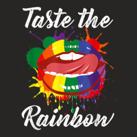 Taste The Rainbow Color Mouth Lips Tongue Lick Saying Lgbt Ladies Fitted T-shirt | Artistshot