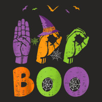 Boo Hands American Sign Language Pride Asl Halloween Raglan Baseball T Ladies Fitted T-shirt | Artistshot