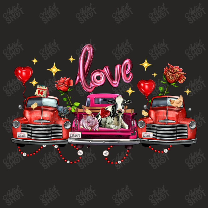 Valentine's Day Farm Trucks Farm Animals Ladies Fitted T-Shirt by FaDigitalArtStudio | Artistshot