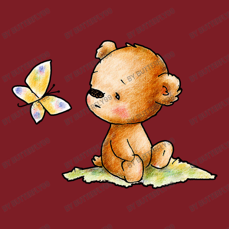 Drawing Of Cute Teddy Bear With Butterfly Flannel Shirt | Artistshot