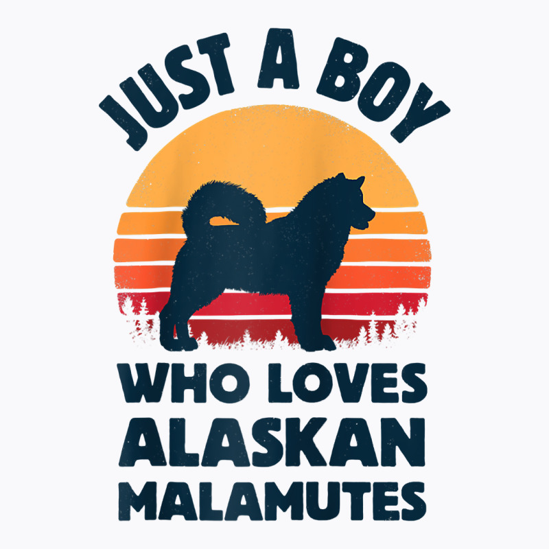 Alaskan Malamute Just A Boy Who Loves Retro Vintage Sunset Raglan Base T-shirt | Artistshot