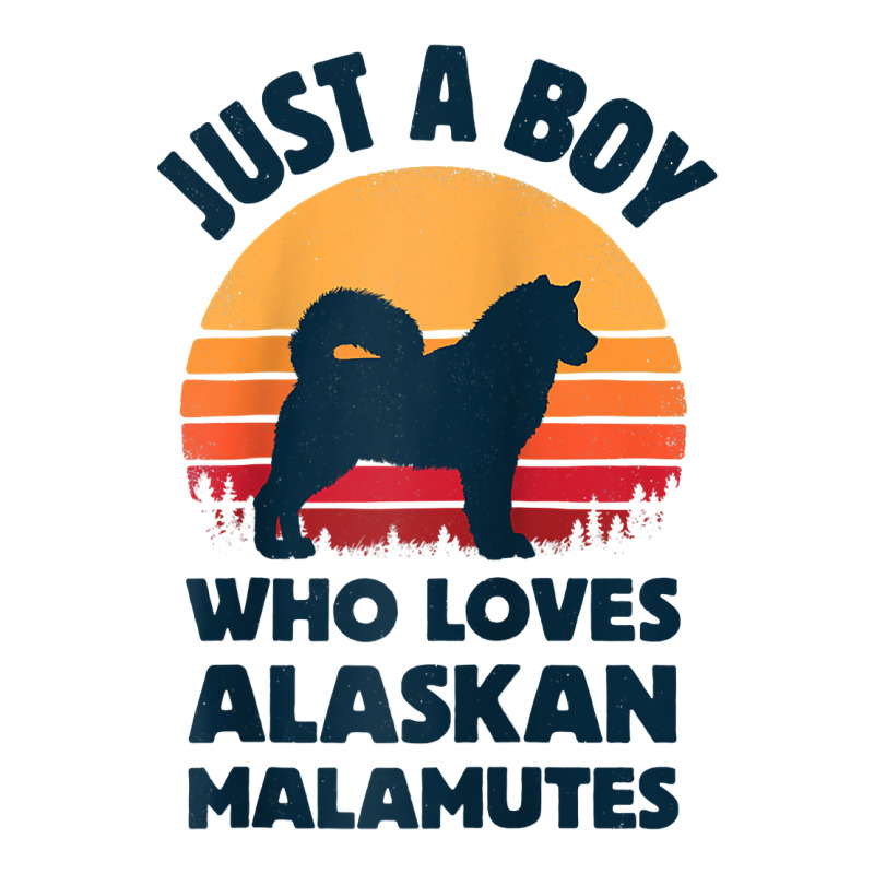 Alaskan Malamute Just A Boy Who Loves Retro Vintage Sunset Raglan Base Men's Long Sleeve Pajama Set | Artistshot