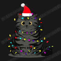 Funny Christmas Cat With Fairy Lights And A Christmas Hat Flannel Shirt | Artistshot