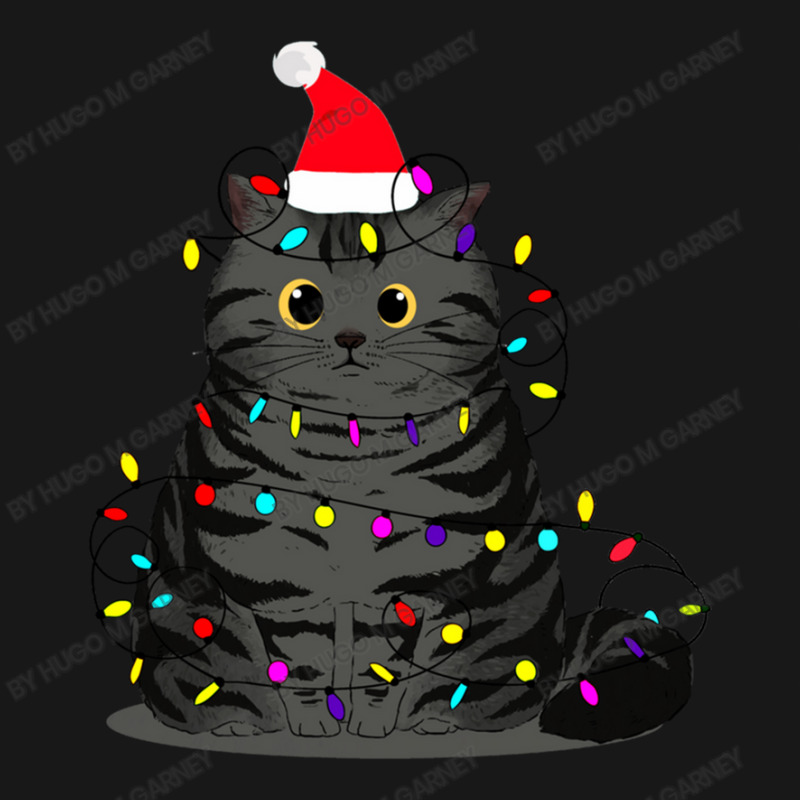 Funny Christmas Cat With Fairy Lights And A Christmas Hat Flannel Shirt by Hugo M Garney | Artistshot