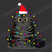 Funny Christmas Cat With Fairy Lights And A Christmas Hat Vintage Hoodie | Artistshot